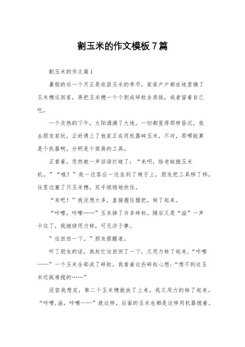 割玉米的作文模板7篇