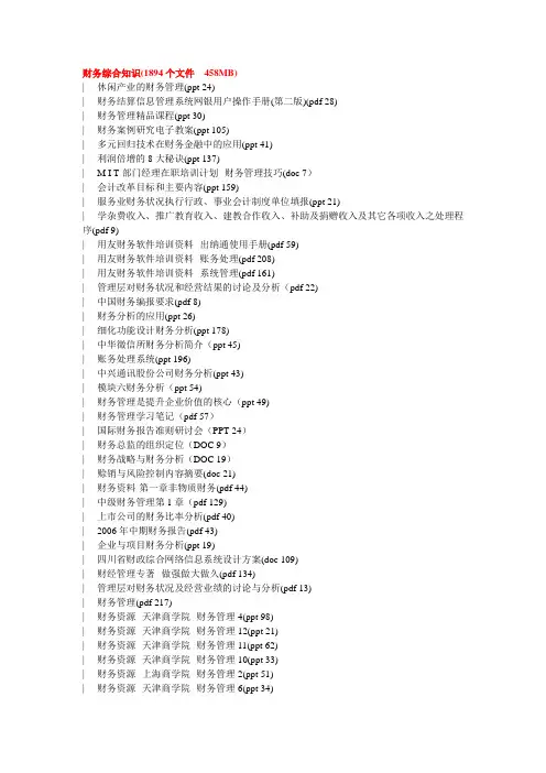 财务综合知识目录