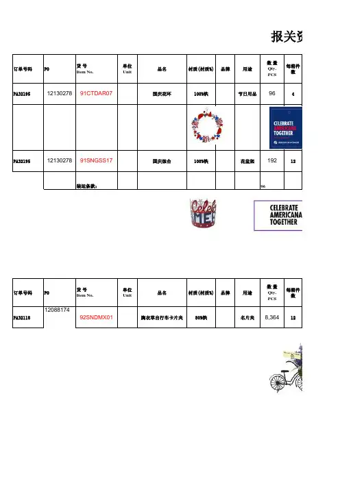 报关资料 格式