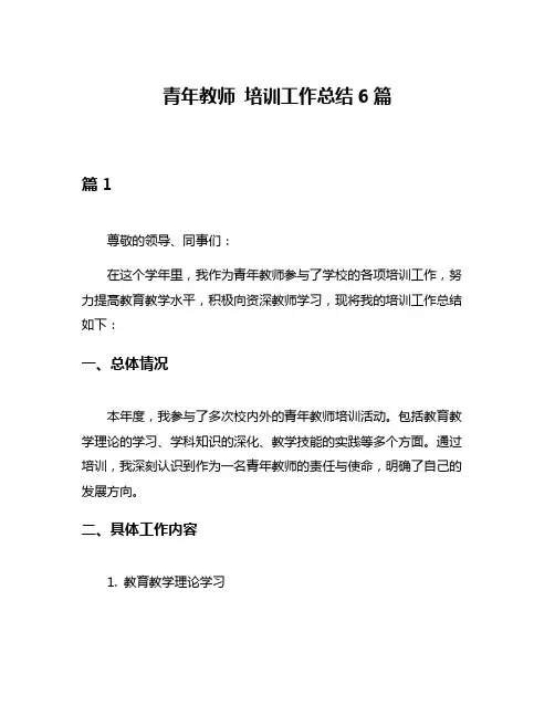 青年教师 培训工作总结6篇