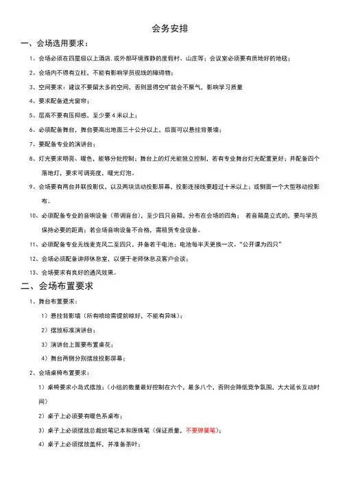 会场选择标准及会场布置要求