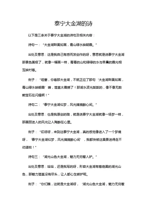 泰宁大金湖的诗