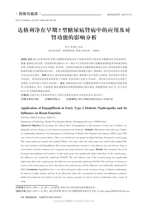 达格列净在早期2_型糖尿病肾病中的应用及对肾功能的影响分析