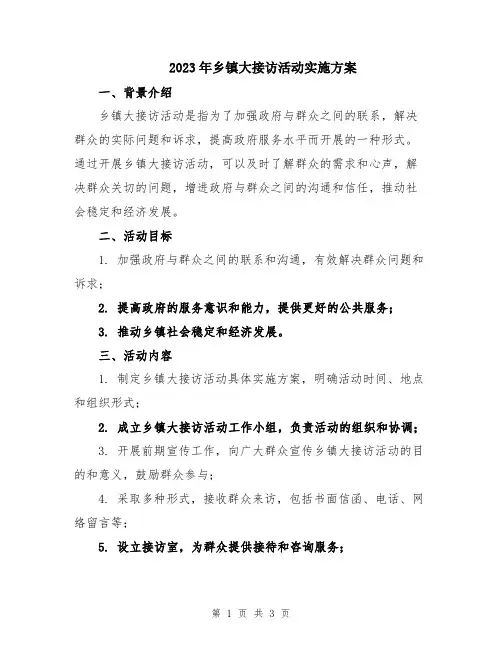 2023年乡镇大接访活动实施方案
