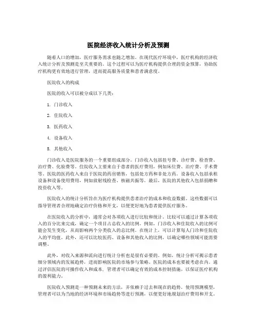 医院经济收入统计分析及预测