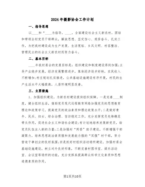 2024年摄影协会工作计划(6篇)