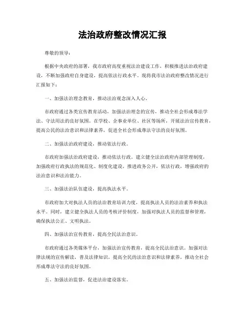 法治政府整改情况汇报