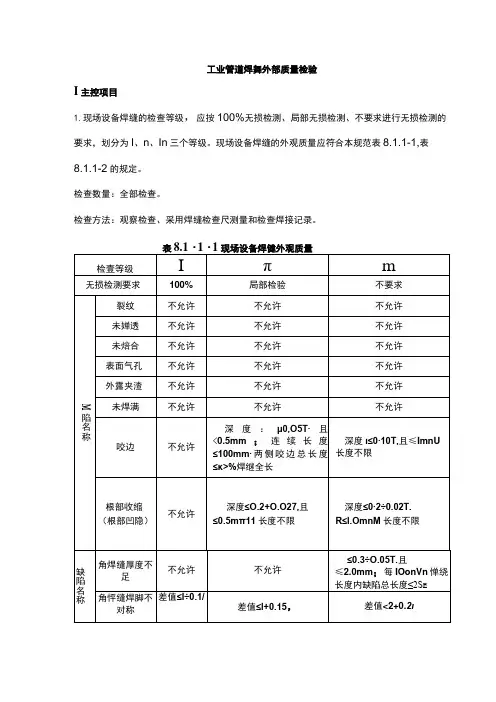 工业管道焊缝外部质量检验