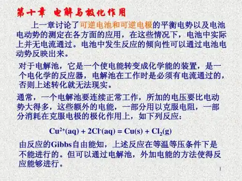 浙江大学物理化学(甲)第十章(电解与极化作用)