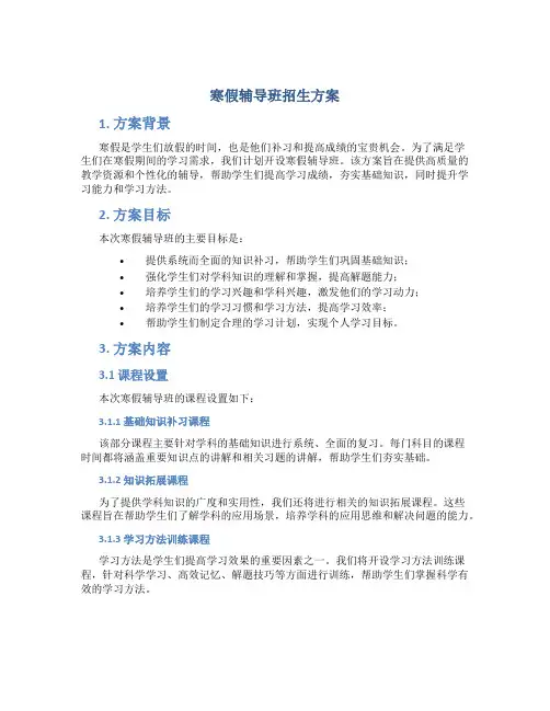 寒假辅导班招生方案