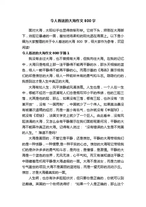 令人着迷的大海作文800字