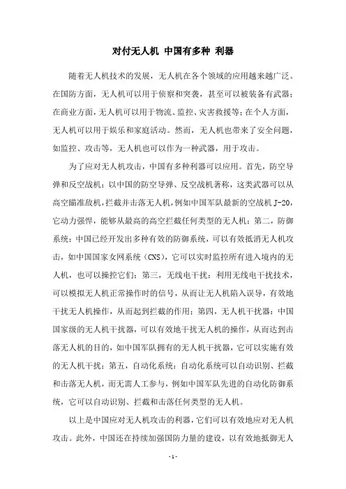 对付无人机 中国有多种 利器