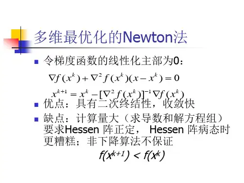 第四讲 多维无约束最优化Newton法、最速下降法