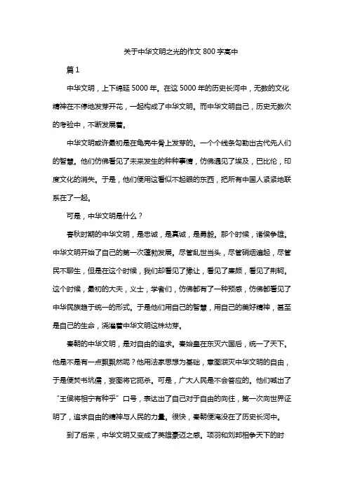 关于中华文明之光的作文800字高中