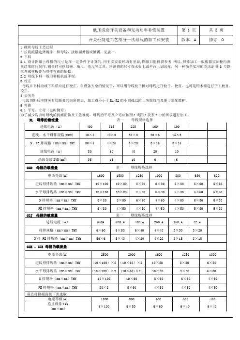 开关柜制造工艺部分一次母线的加工和安装