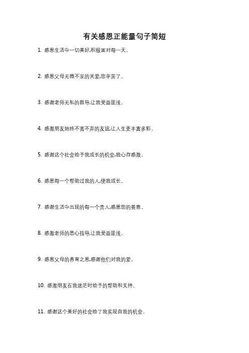 有关感恩正能量句子简短