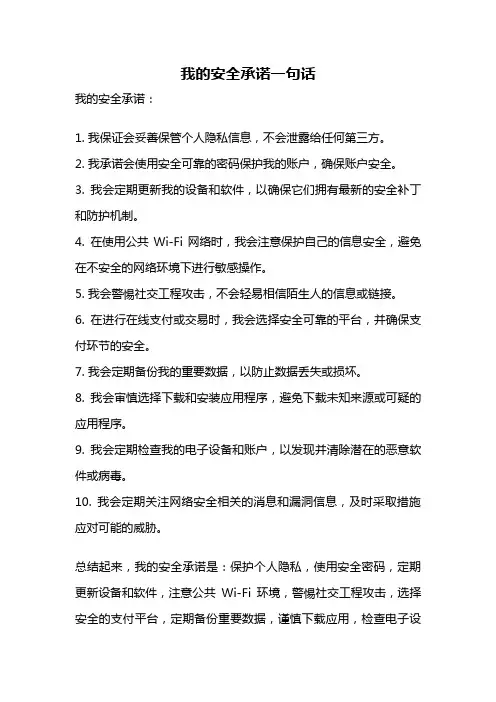 我的安全承诺一句话