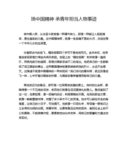 扬中国精神 承青年担当人物事迹