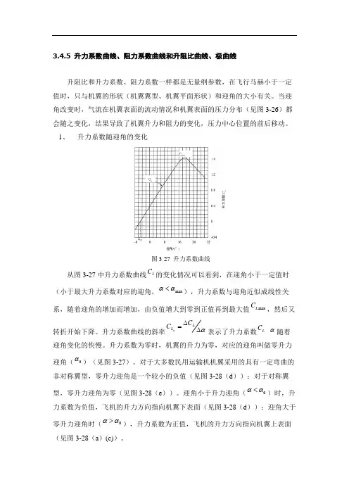 升力系数曲线、阻力系数曲线和升阻比曲线、极曲线