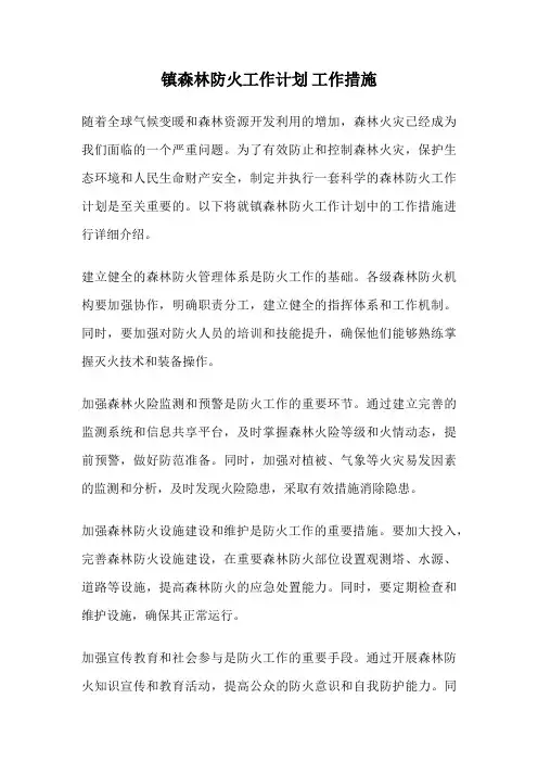镇森林防火工作计划 工作措施