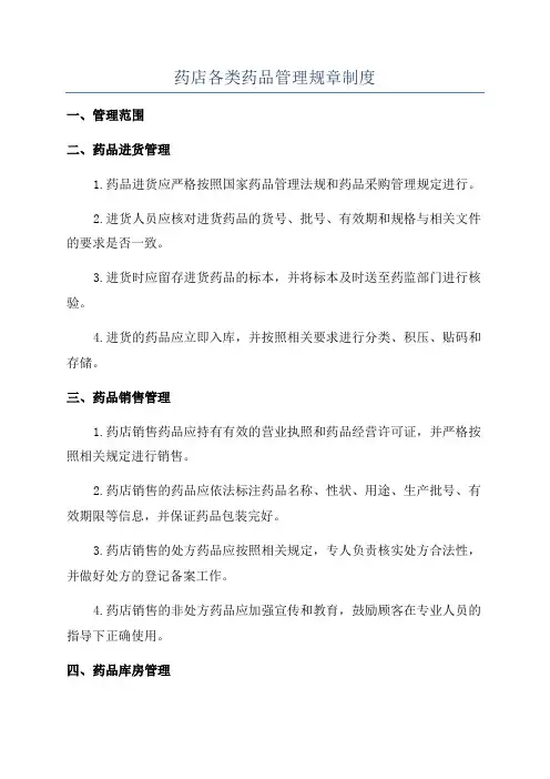 药店各类药品管理规章制度