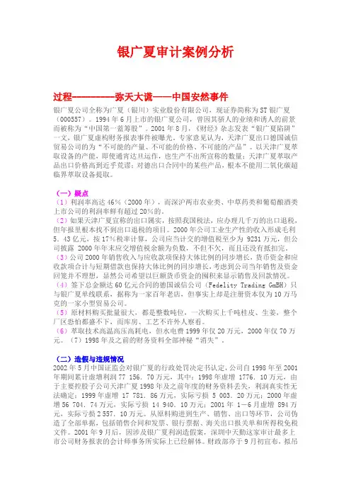 银广夏审计案例分析