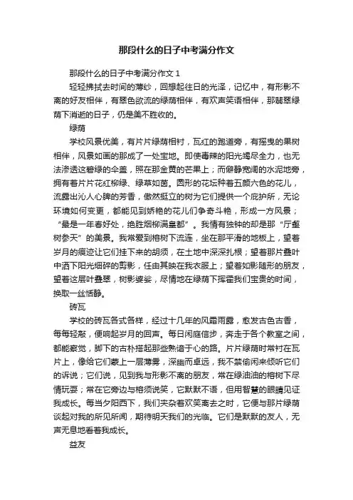 那段什么的日子中考满分作文