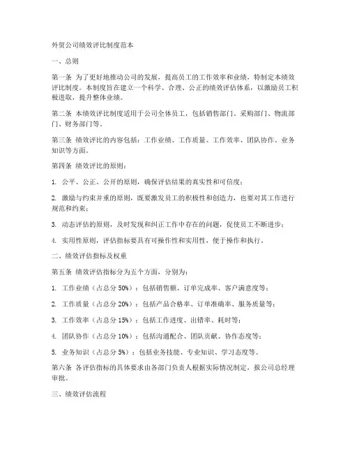 外贸公司绩效评比制度范本