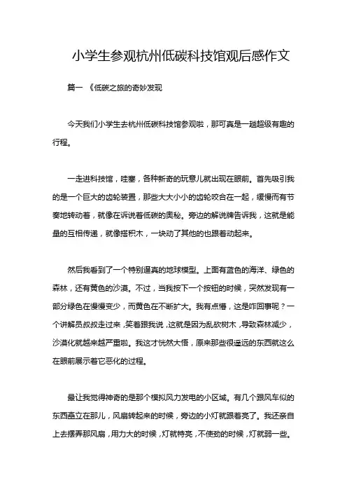 小学生参观杭州低碳科技馆观后感作文