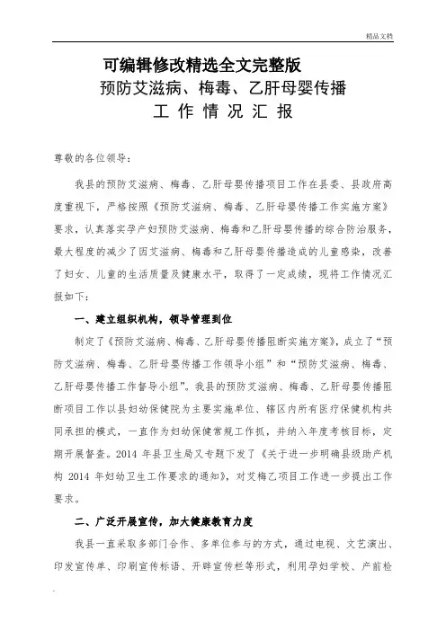 艾梅乙母婴阻断汇报材料 (2)精选全文完整版
