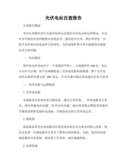 光伏电站自查报告