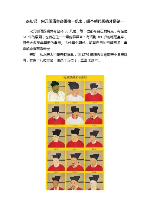 涨知识：宋元明清皇帝画像一览表，哪个朝代颜值才是第一