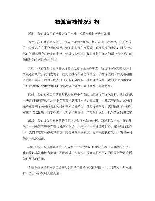 概算审核情况汇报