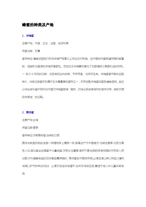 蜂蜜的种类及产地