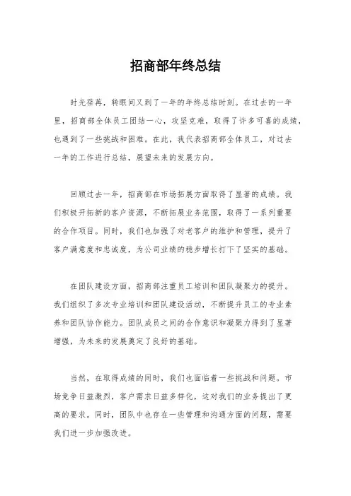 招商部年终总结
