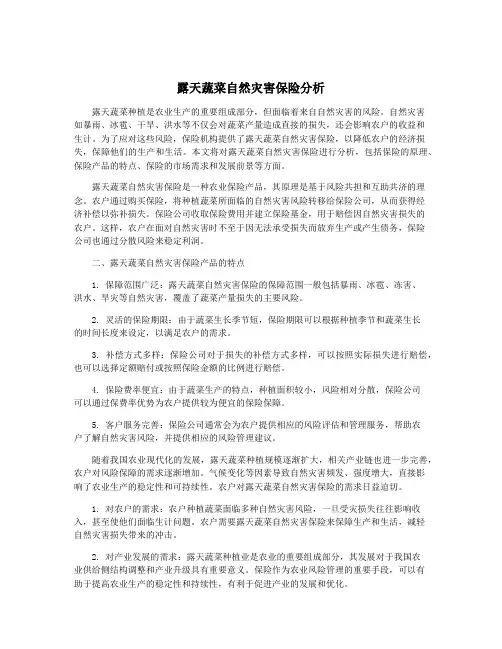 露天蔬菜自然灾害保险分析