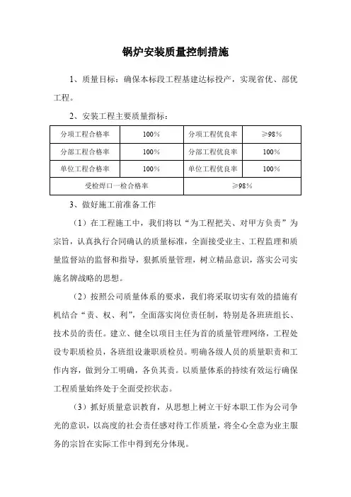 锅炉安装质量控制措施