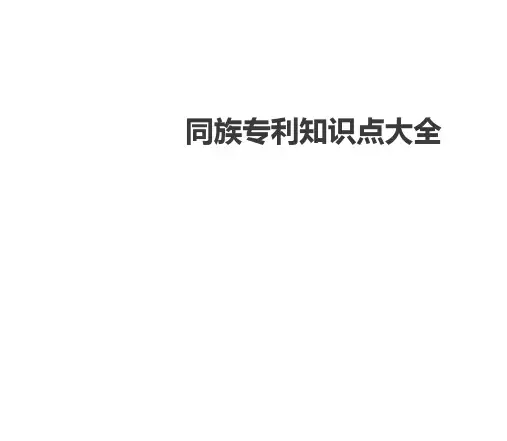 同族专利知识点大全