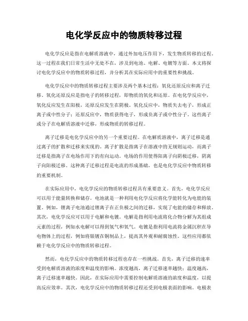 电化学反应中的物质转移过程