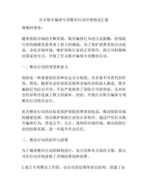 打击欺诈骗保专项整治行动开展情况汇报