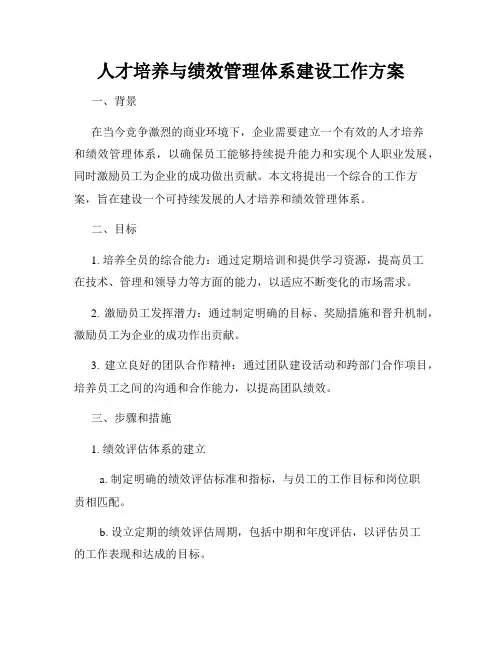 人才培养与绩效管理体系建设工作方案
