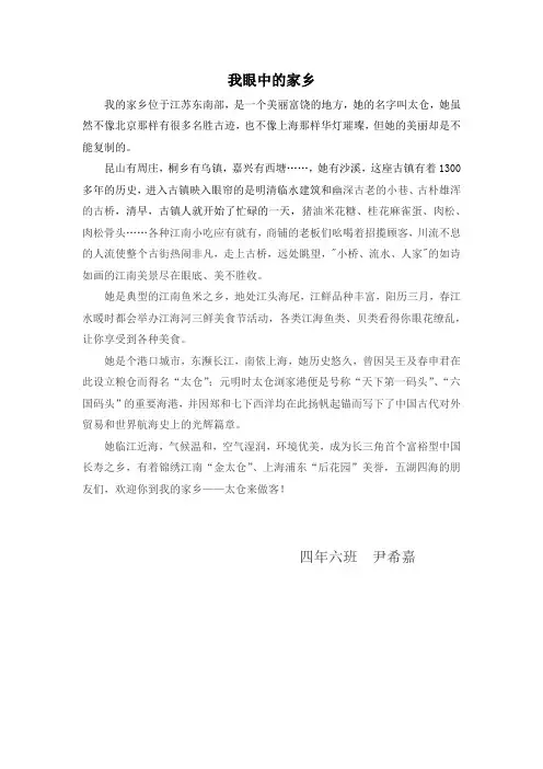 我眼中的家乡(尹希嘉)