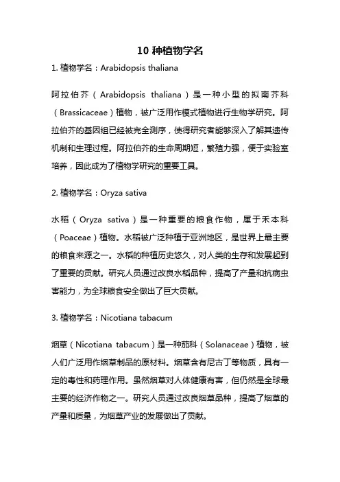 10种植物学名