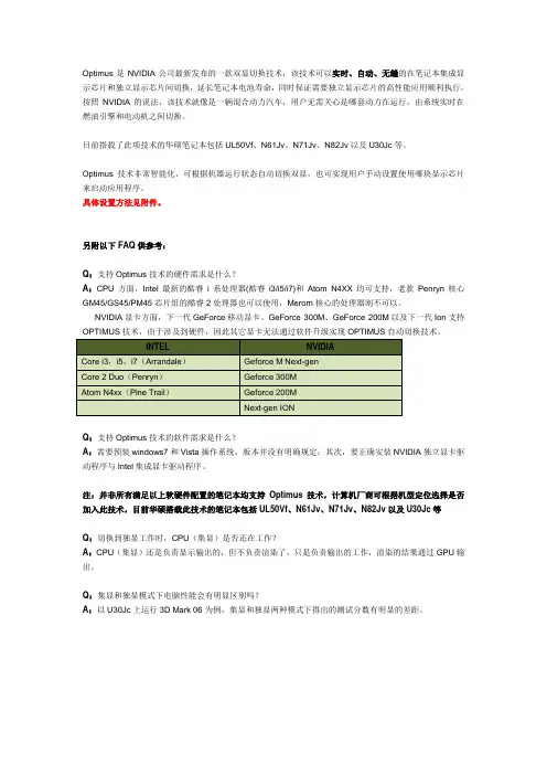 Nvidia Optimus GPU切换技术问题补充