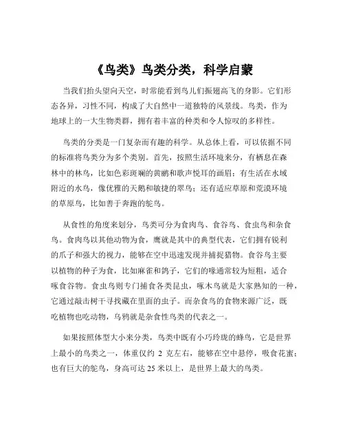 《鸟类》鸟类分类,科学启蒙