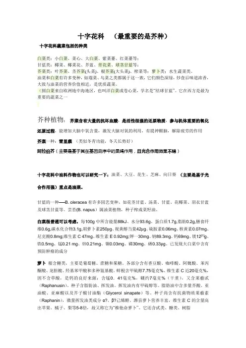 十字花科及常青植物