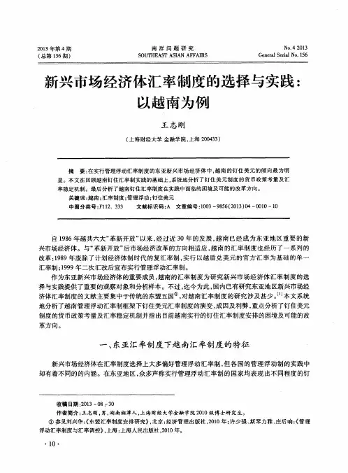 新兴市场经济体汇率制度的选择与实践：以越南为例