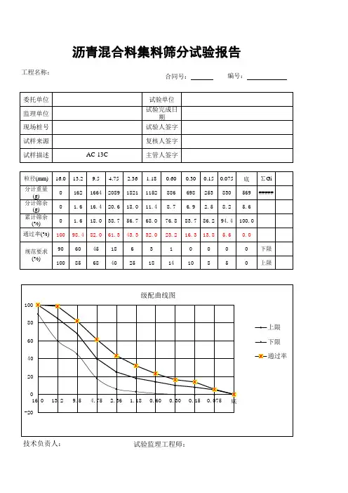 沥青混合料筛分试验表(自动计算)