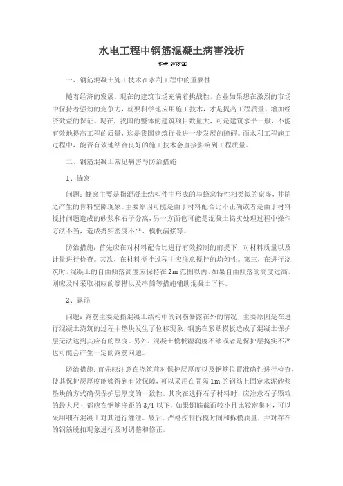 水电工程中钢筋混凝土病害浅析