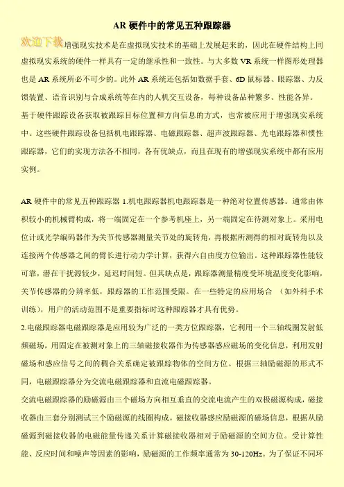 AR硬件中的常见五种跟踪器